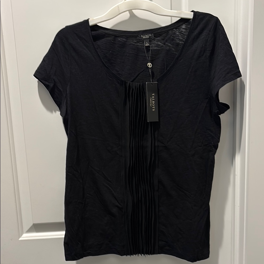 Talbots Gray Pleated Fitted Blouse
